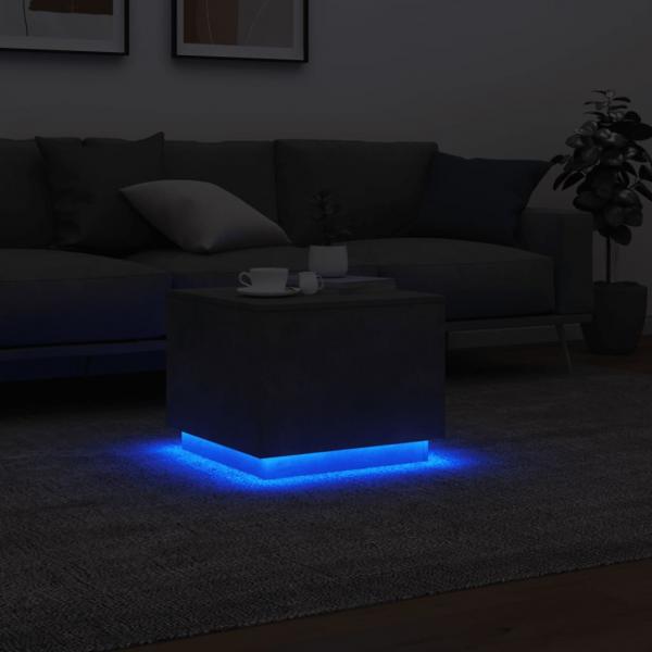 Couchtisch mit LED-Leuchten Betongrau 50x50x40 cm