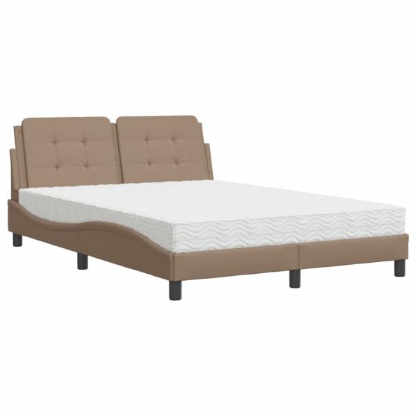 Bett mit Matratze Cappuccino-Braun 140x190 cm Kunstleder