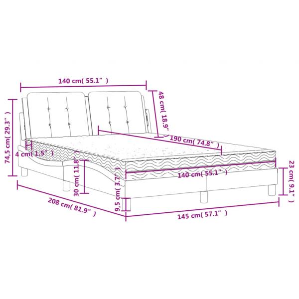 Bett mit Matratze Braun 140x190 cm Kunstleder