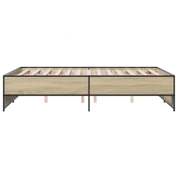 Bettgestell Sonoma-Eiche 120x190 cm Holzwerkstoff und Metall