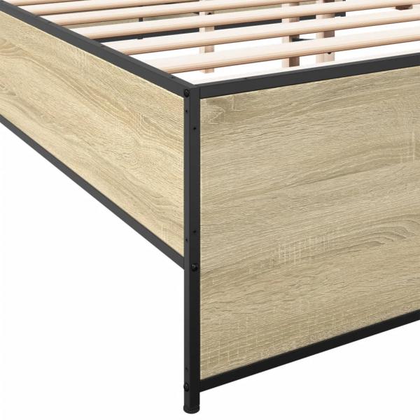 Bettgestell Sonoma-Eiche 120x190 cm Holzwerkstoff und Metall