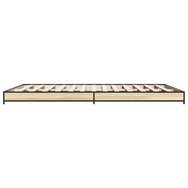 Bettgestell Sonoma-Eiche 140x190 cm Holzwerkstoff und Metall