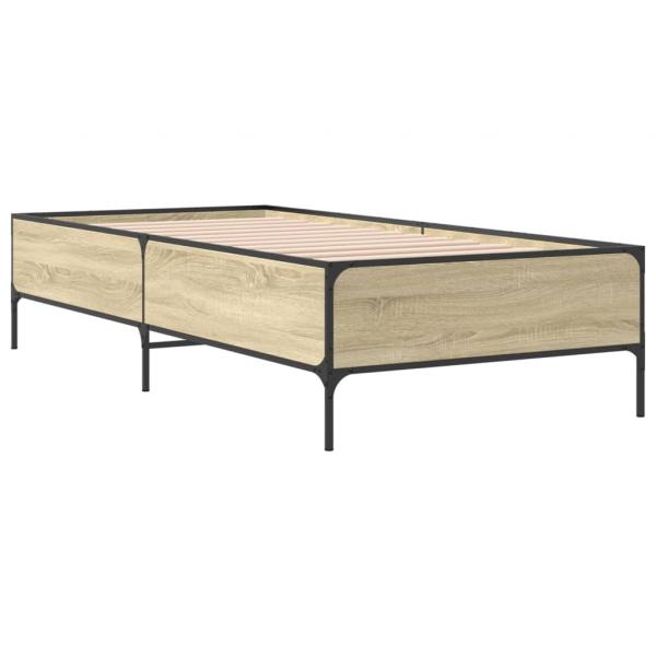 Bettgestell Sonoma-Eiche 90x190 cm Holzwerkstoff und Metall