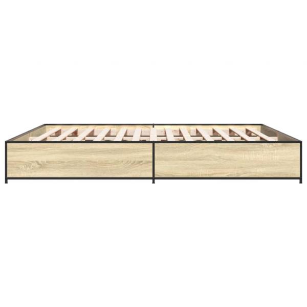 Bettgestell Sonoma-Eiche 160x200 cm Holzwerkstoff und Metall