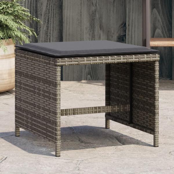 ARDEBO.de - Gartenhocker mit Kissen 4 Stk. Grau 40x40x35 cm Poly Rattan