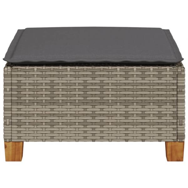 Gartenhocker mit Kissen Grau 63,5x56x32 cm Poly Rattan