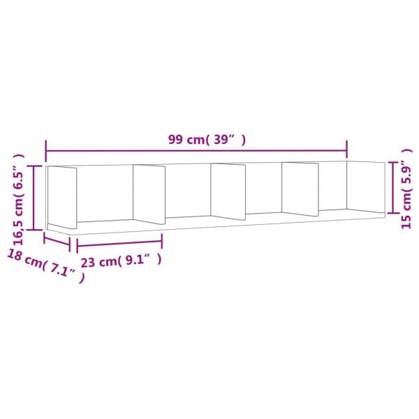 Wandschrank Schwarz 99x18x16,5 cm Holzwerkstoff