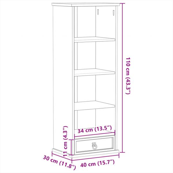 CD-Schrank Corona 40x30x110 cm Massivholz Kiefer