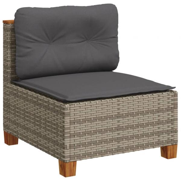 Gartensofa ohne Armlehnen mit Kissen Grau Poly Rattan