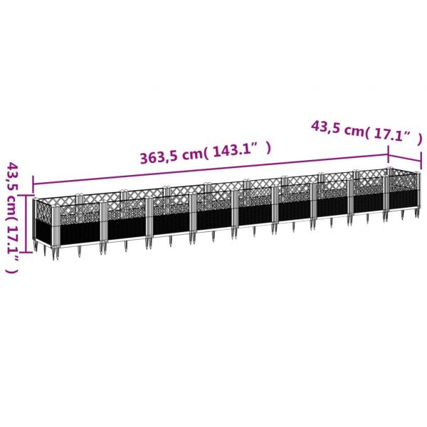 Pflanzkasten mit Erdspießen Braun 363,5x43,5x43,5 cm PP