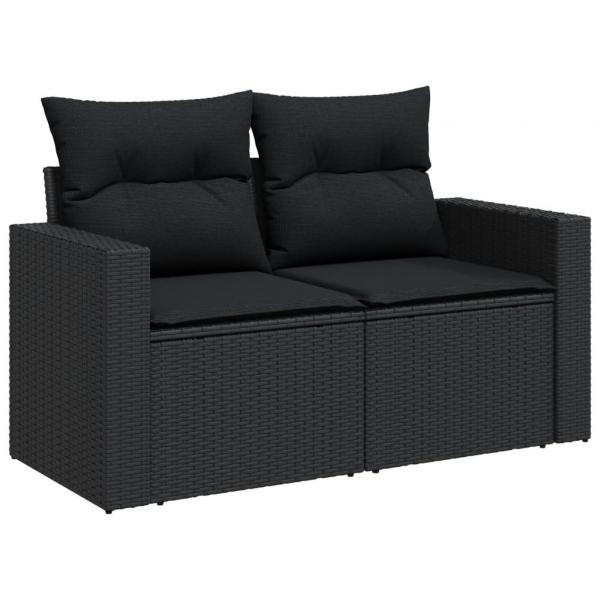 5-tlg. Garten-Sofagarnitur mit Kissen Schwarz Poly Rattan