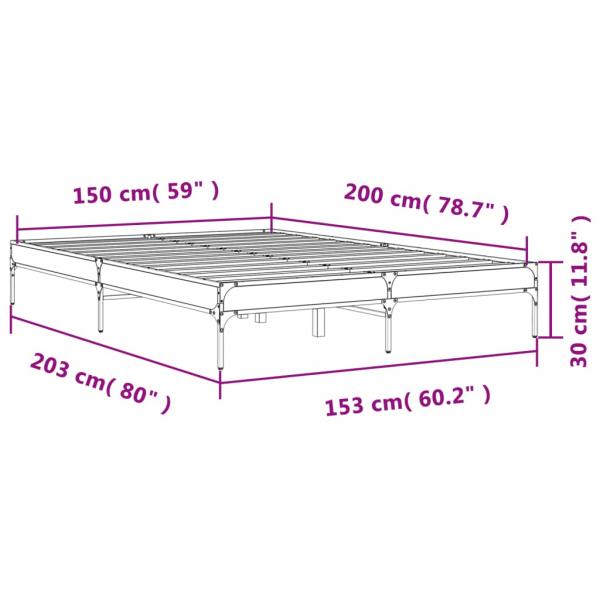 Bettgestell Sonoma-Eiche 150x200 cm Holzwerkstoff und Metall