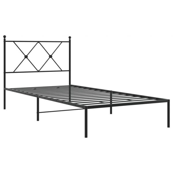 Bettgestell mit Kopfteil Metall Schwarz 90x190 cm