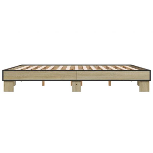 Bettgestell Sonoma-Eiche 180x200 cm Holzwerkstoff und Metall