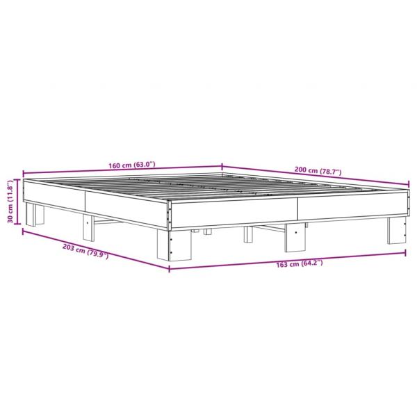 Bettgestell Sonoma-Eiche 160x200 cm Holzwerkstoff und Metall