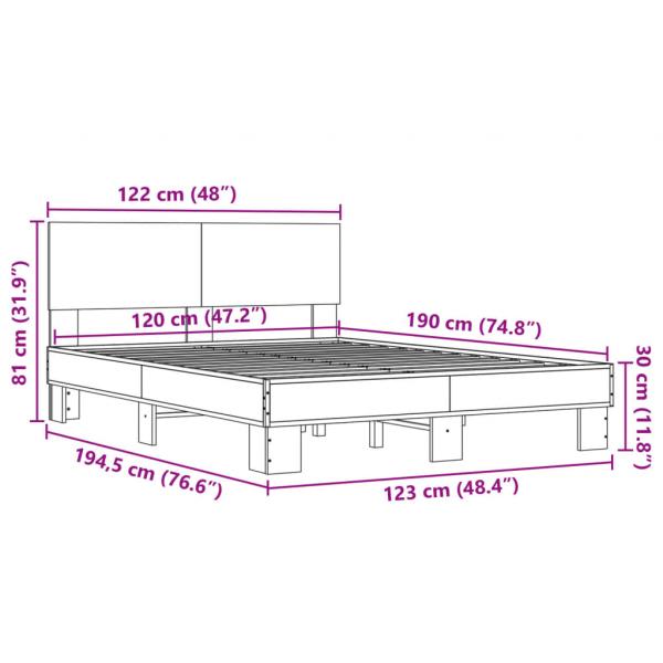 Bettgestell Schwarz 120x190 cm Holzwerkstoff und Metall