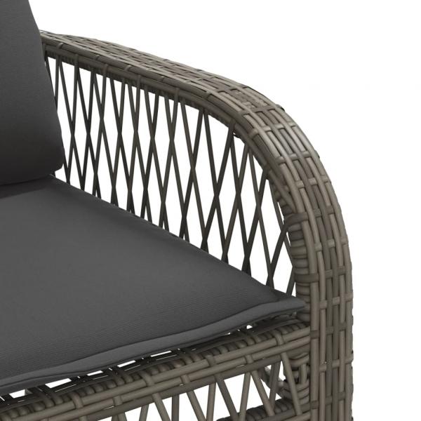 4-tlg. Garten-Sofagarnitur mit Kissen Grau Poly Rattan