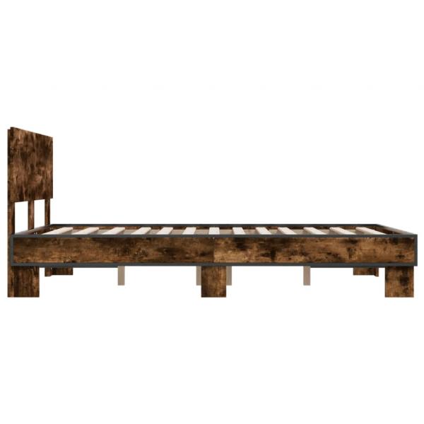 Bettgestell Räuchereiche 140x190 cm Holzwerkstoff und Metall