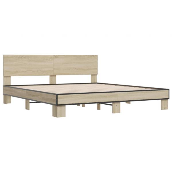 ARDEBO.de - Bettgestell Sonoma-Eiche 180x200 cm Holzwerkstoff und Metall