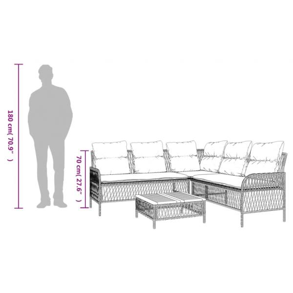 2-tlg. Garten-Sofagarnitur mit Auflagen Poly Rattan Grau