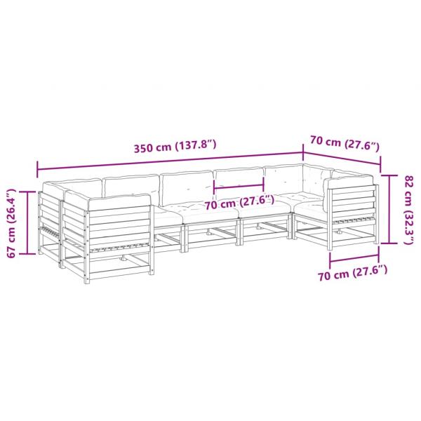 7-tlg. Garten-Sofagarnitur mit Kissen Massivholz Douglasie