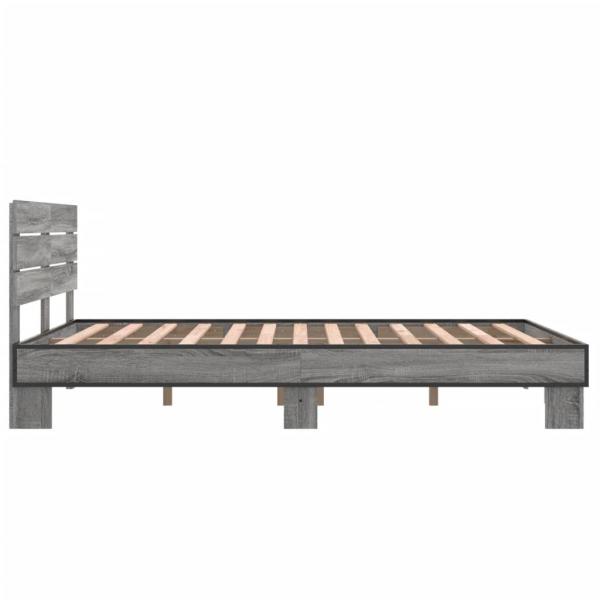 Bettgestell Grau Sonoma 135x190 cm Holzwerkstoff und Metall