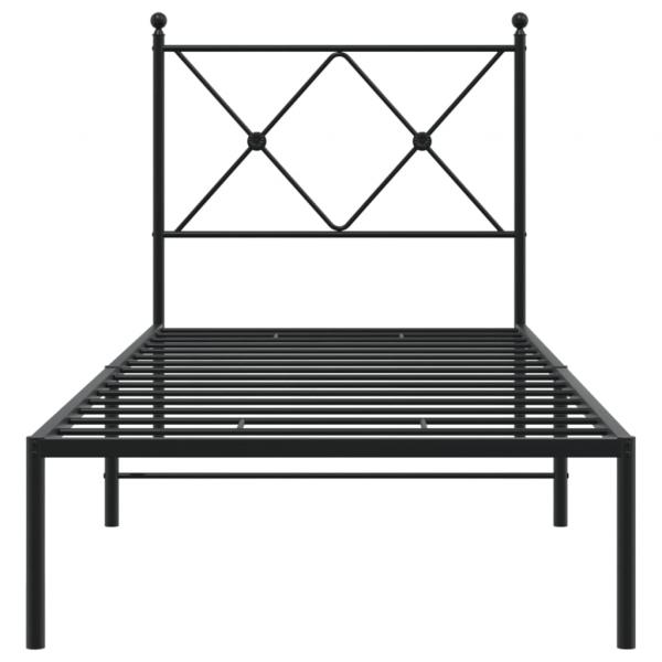 Bettgestell mit Kopfteil Metall Schwarz 80x200 cm