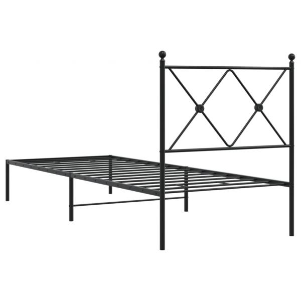 Bettgestell mit Kopfteil Metall Schwarz 80x200 cm