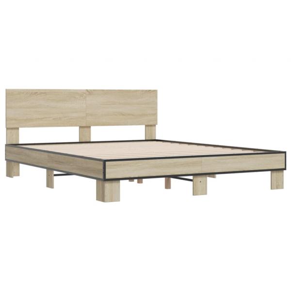 Bettgestell Sonoma-Eiche 150x200 cm Holzwerkstoff und Metall