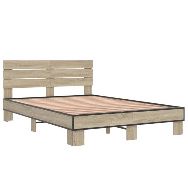 Bettgestell Sonoma-Eiche 140x200 cm Holzwerkstoff und Metall