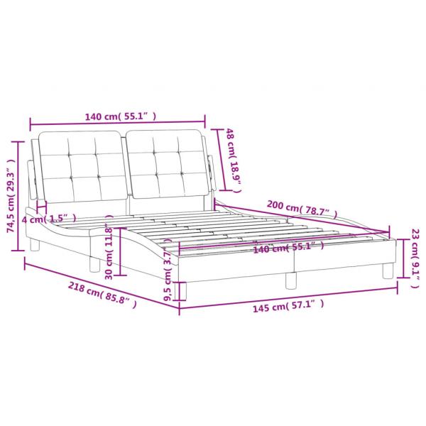 Bettgestell mit Kopfteil Cappuccino-Braun 140x200 cm Kunstleder