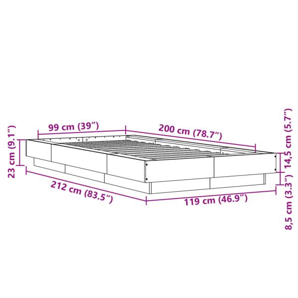 Bettgestell Braun Eichen-Optik 100x200 cm Holzwerkstoff