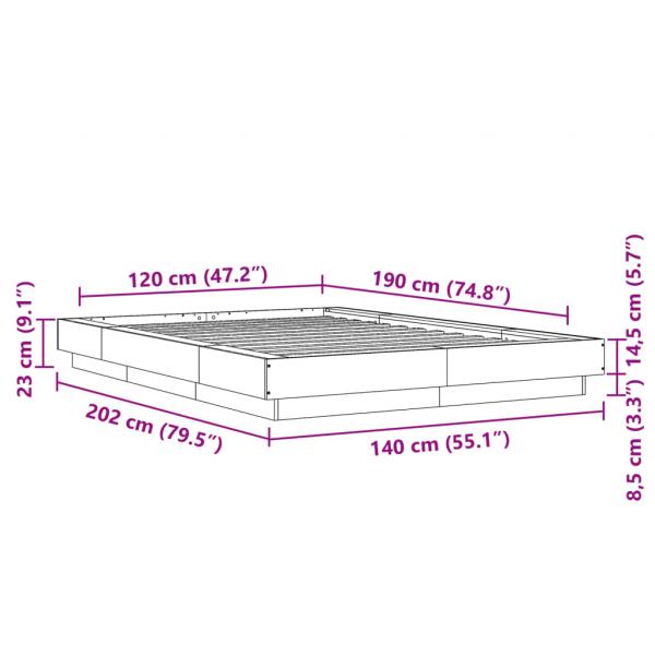 Bettgestell Braun Eichen-Optik 120x190 cm Holzwerkstoff