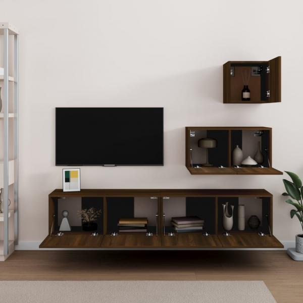 4-tlg. TV-Schrank-Set Braun Eichen-Optik Holzwerkstoff