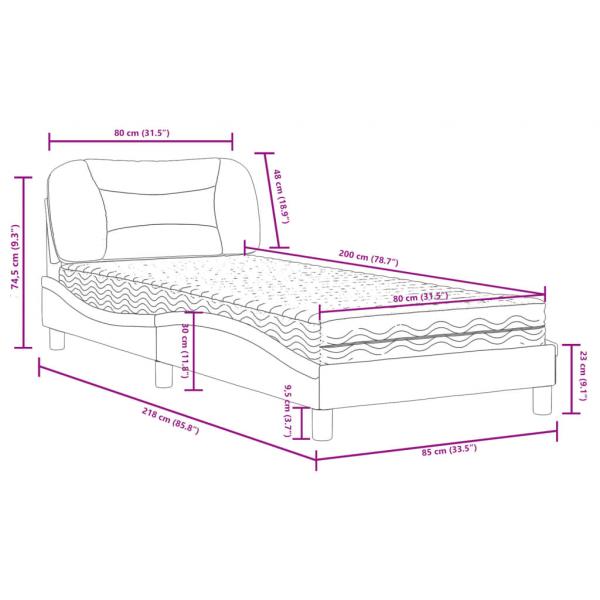 Bett mit Matratze Grau 80x200 cm Kunstleder