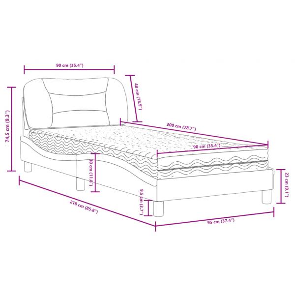 Bett mit Matratze Braun 90x200 cm Kunstleder