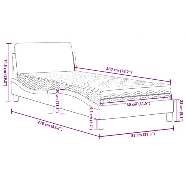 Bett mit Matratze Schwarz 80x200 cm Samt