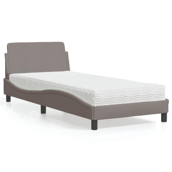 ARDEBO.de - Bett mit Matratze Taupe 90x200 cm Stoff