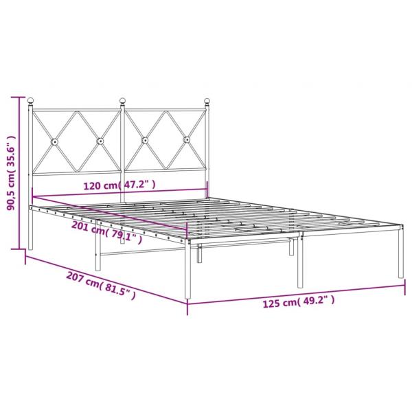 Bettgestell mit Kopfteil Metall Weiß 120x200 cm