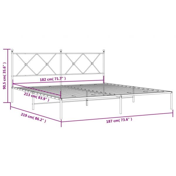 Bettgestell mit Kopfteil Metall Weiß 183x213 cm