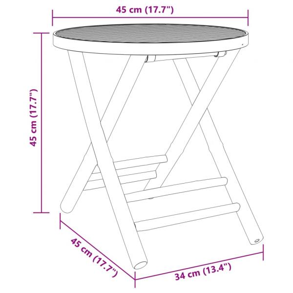 3-tlg. Bistro-Set Klappbar mit Cremeweißen Kissen Bambus