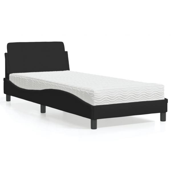 ARDEBO.de - Bett mit Matratze Schwarz 80x200 cm Stoff