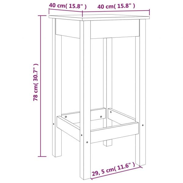 Barstühle 2 Stk. Weiß 40x40x78 cm Massivholz Kiefer