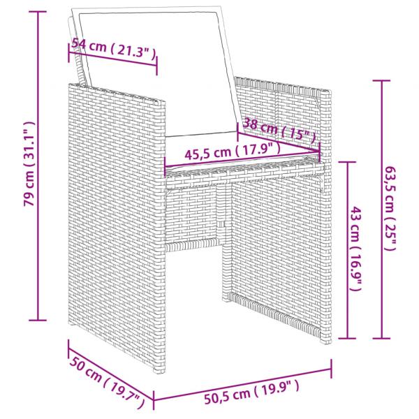 13-tlg. Garten-Essgruppe mit Kissen Schwarz Poly Rattan