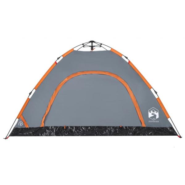 Campingzelt 4 Personen Grau und Orange Quick Release