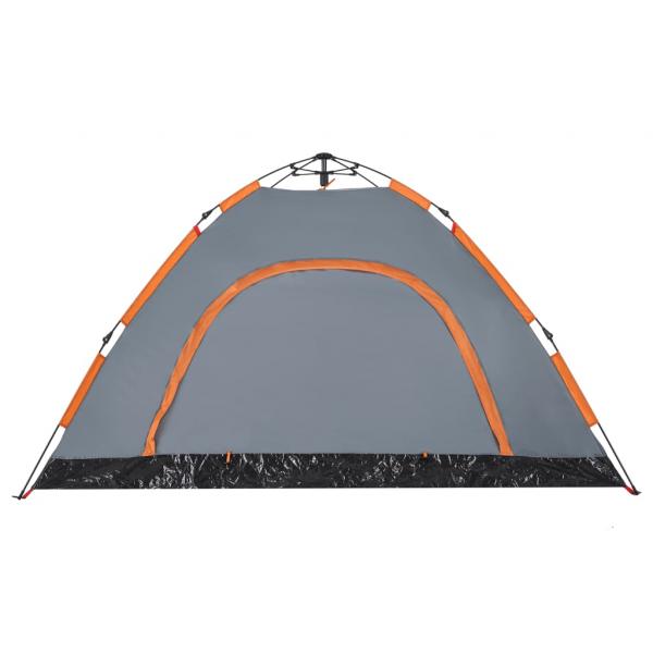 Campingzelt 4 Personen Grau und Orange Quick Release