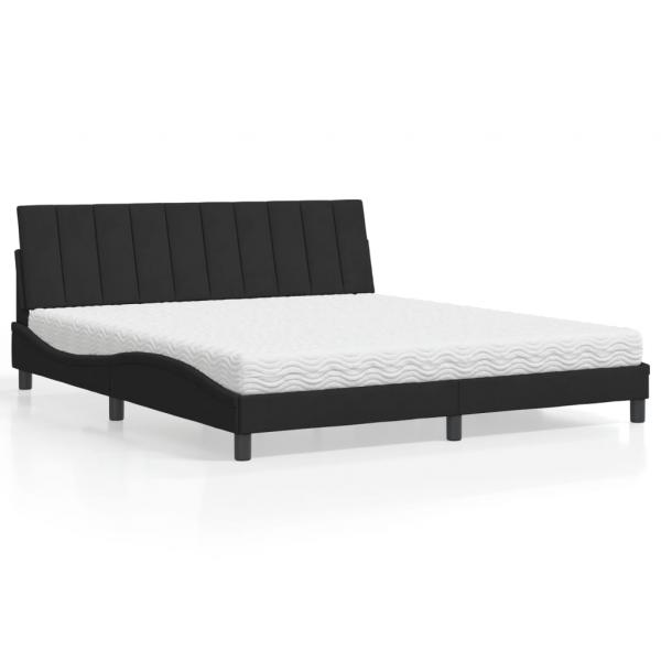 ARDEBO.de - Bett mit Matratze Schwarz 180x200 cm Samt