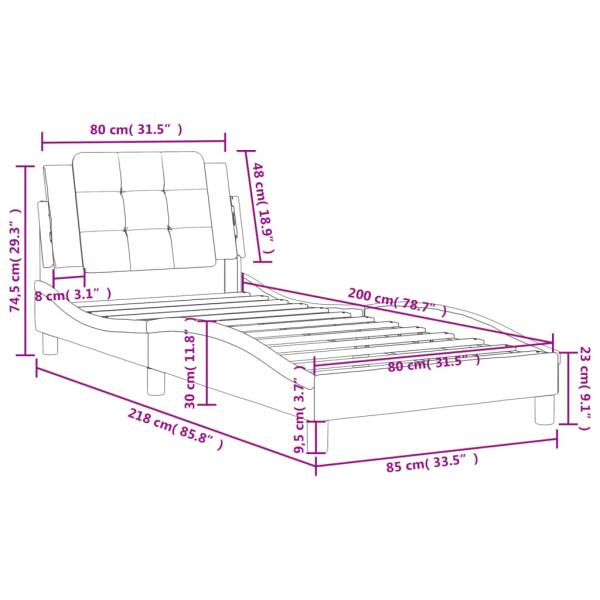 Bettgestell mit Kopfteil Grau 80x200 cm Kunstleder