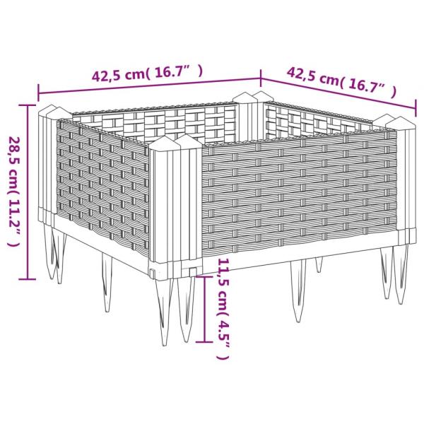 Pflanzkasten mit Erdspießen Weiß 42,5x42,5x28,5 cm PP