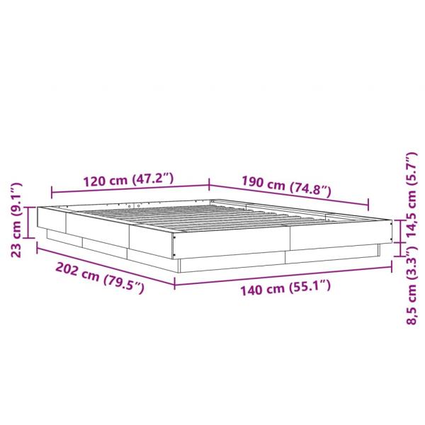 Bettgestell Sonoma-Eiche 120x190 cm Holzwerkstoff